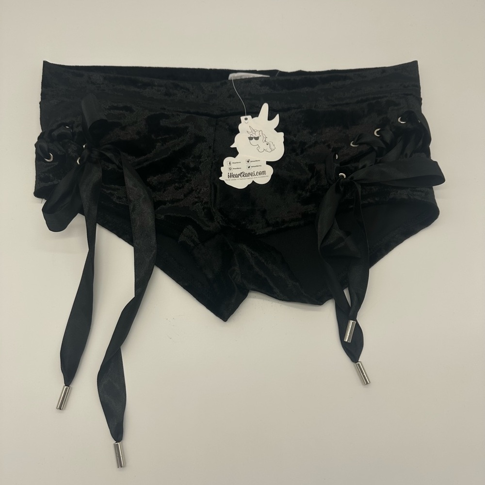 iHeartRaves Velvet Lace Up Rave Booty Shorts